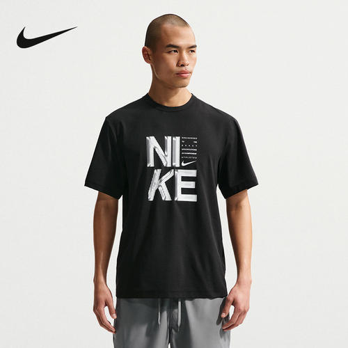NIKE耐克男子T恤2026夏新款字母印花圆领时尚针织短袖IF2779-010