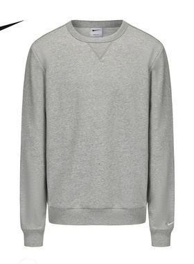 Nike耐克卫衣男长袖秋新款运动休闲刺绣灰色圆领套头衫FZ0221-063