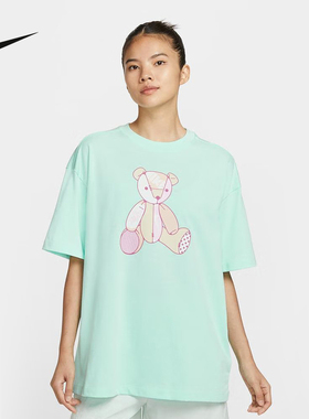 耐克短袖女圆领小熊印花棉质夏季针织透气运动休闲T恤 IM3380-353