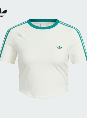 adidas阿迪达斯秋季新款三叶草女中式复古修身运动短袖T恤 KC5852