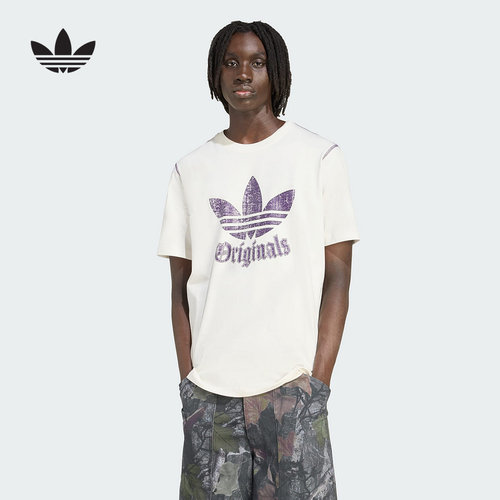 adidas阿迪达斯三叶草男子GRFX TEE运动印花运动短袖T恤 JY2760