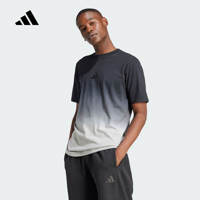 adidas阿迪达斯短袖T恤男2025夏季新款渐变休闲运动半袖JJ3694