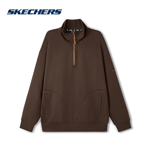 Skechers斯凯奇卫衣男女新款百搭半拉链针织套头衫L126U005/05U5