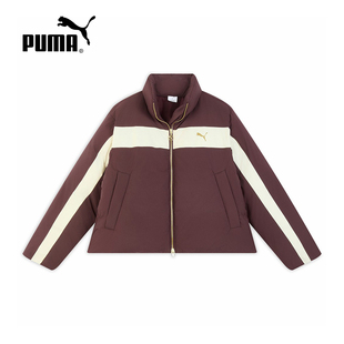 PUMA彪马羽绒服女士冬季新款酒红色保暖T7休闲运动外套634283-96