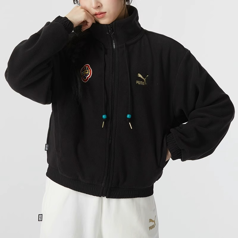 彪马外套女新款加绒保暖羊羔绒休闲运动夹克625838-01