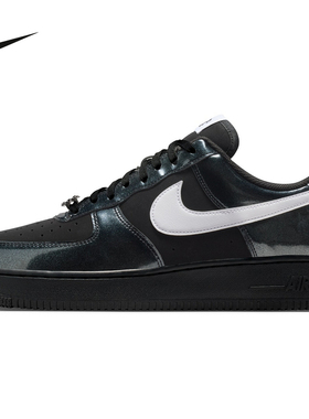 Nike耐克男鞋AF1空军一号新款黑色漆皮亮面运动休闲鞋 IB6843-001