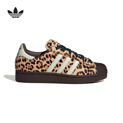 adidas阿迪达斯三叶草2026春女经典豹纹贝壳头板鞋运动鞋 KI4203