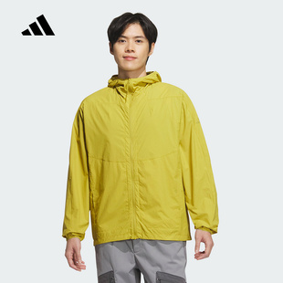adidas阿迪达斯连帽外套夏男配口袋户外跑步梭织夹克 JZ8402