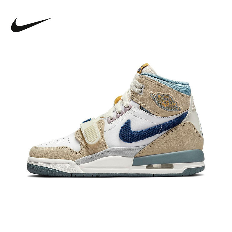 Jordan耐克儿童鞋AJ312 Legacy米白蓝高帮复古篮球鞋DQ5348-141,运动鞋new,运动休闲鞋,淘宝优惠券,粉丝福利购,淘宝优惠卷