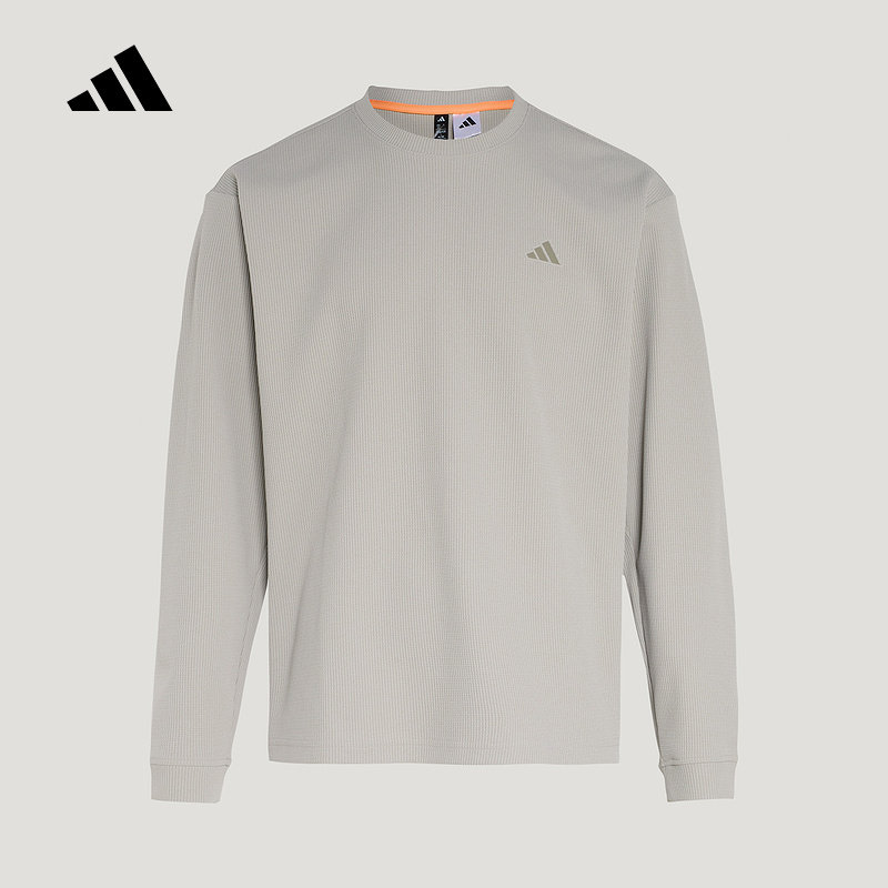 adidas阿迪达斯卫衣26男子运动休闲宽松圆领华夫格套头衫 KR2542 - 实物图