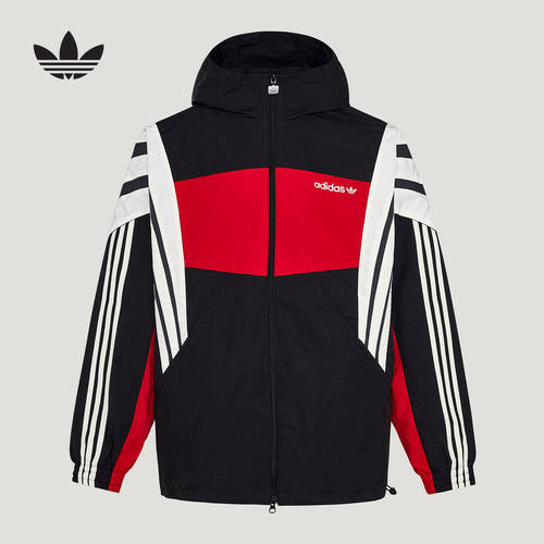 adidas阿迪达斯三叶草Santiago风衣外套春男宽松梭织夹克 KW4809