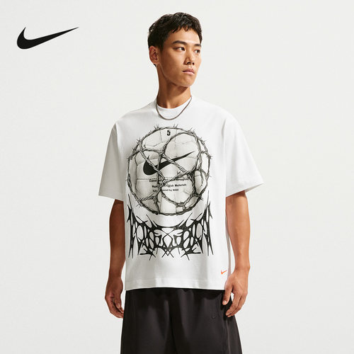 NIKE耐克男子T恤夏棉质透气复古篮球图案宽松休闲短袖 IQ5865-100