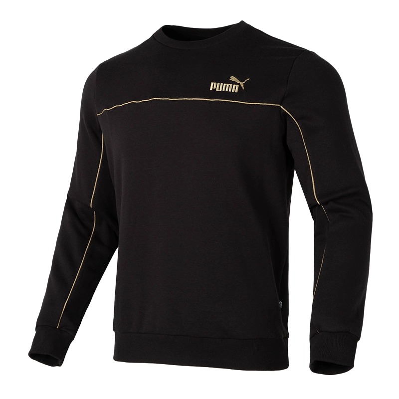 PUMA彪马加绒卫衣男秋冬新款运动服休闲保暖圆领套头衫680140-01