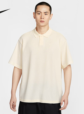 耐克CLUB男子冬季新款运动休闲宽松透气翻领短袖T恤IF0377-110