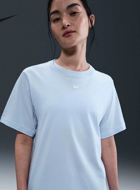 Nike耐克短袖女夏季宽松休闲刺绣LOGO小标棉质圆领T恤FD4150-423