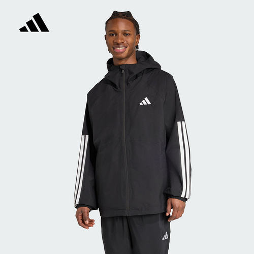 adidas阿迪达斯新款男防坡水防风透湿休闲连帽夹克外套 JM1056
