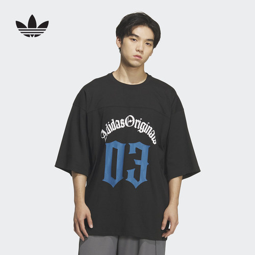 adidas阿迪达斯三叶草宽松中长半袖夏男足球风短袖T恤KT3039