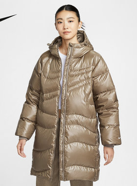 Nike耐克长款羽绒服暖钩系列女子保暖大衣拒水夹克外套HV2752-214