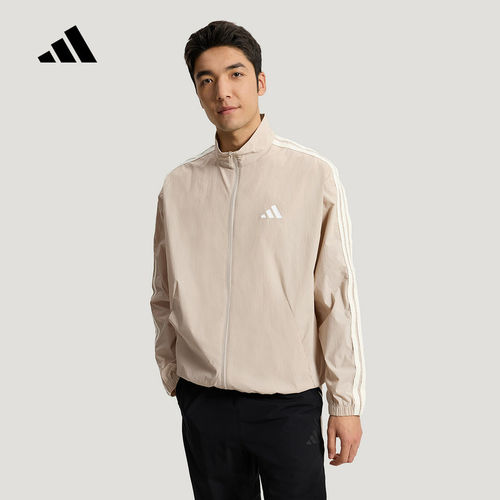 adidas阿迪达斯三条纹早春薄外套男TRACK TOP简约梭织夹克 KR2521