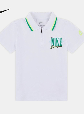 Nike耐克男童幼童翻领T恤秋新款POLOS针织舒适短袖II3511-100