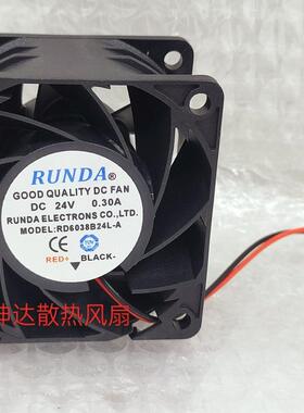 RUNDA全新RD6038B24L-A DC24V0.30A 6CM60*60*38MM变频器散热风扇
