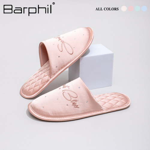 Barphil拖鞋女款2026新款春秋室内家居包头防滑舒适休闲刺绣棉拖