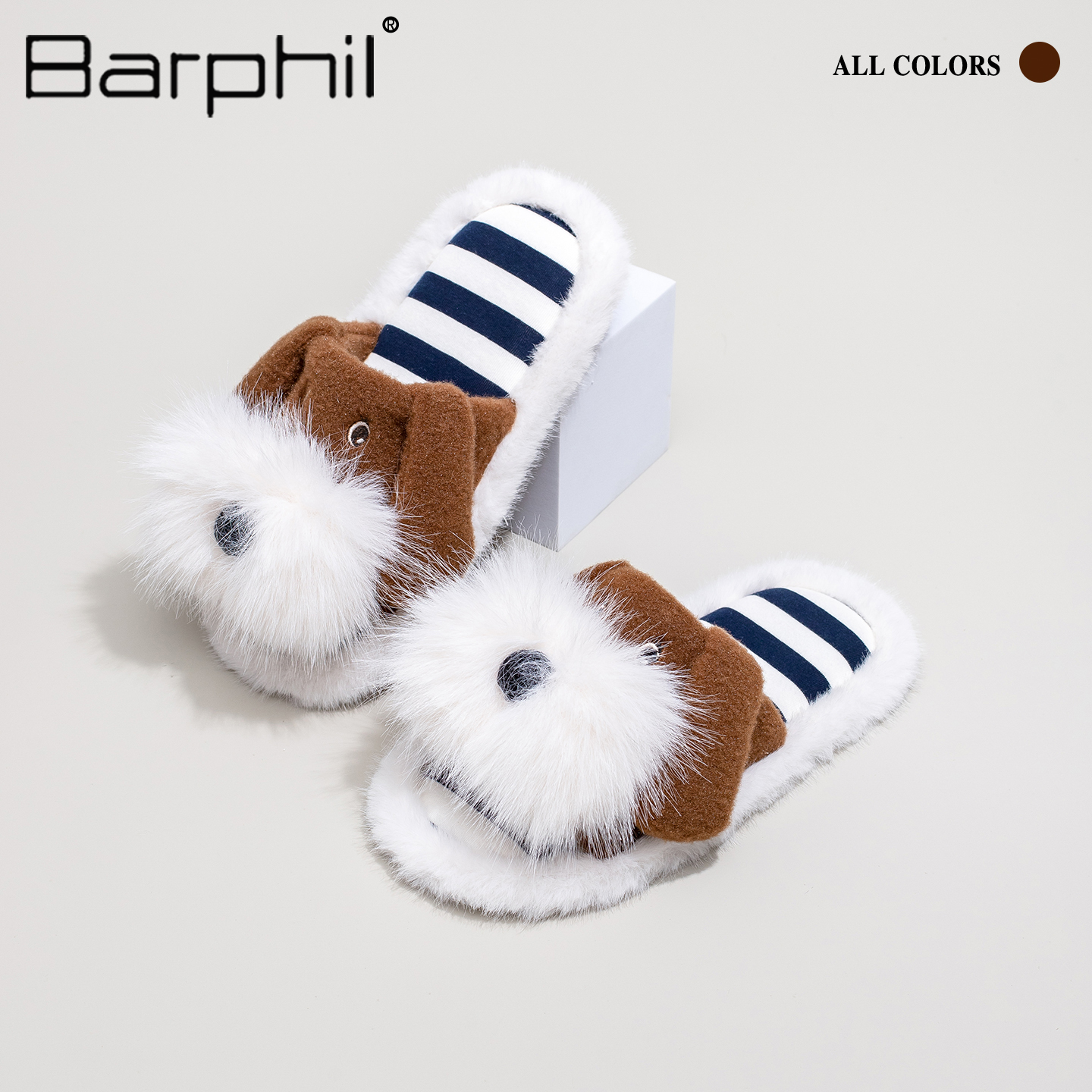 Barphil拖鞋女室内家居2025秋冬新款软底毛绒可爱小狗防滑棉拖鞋