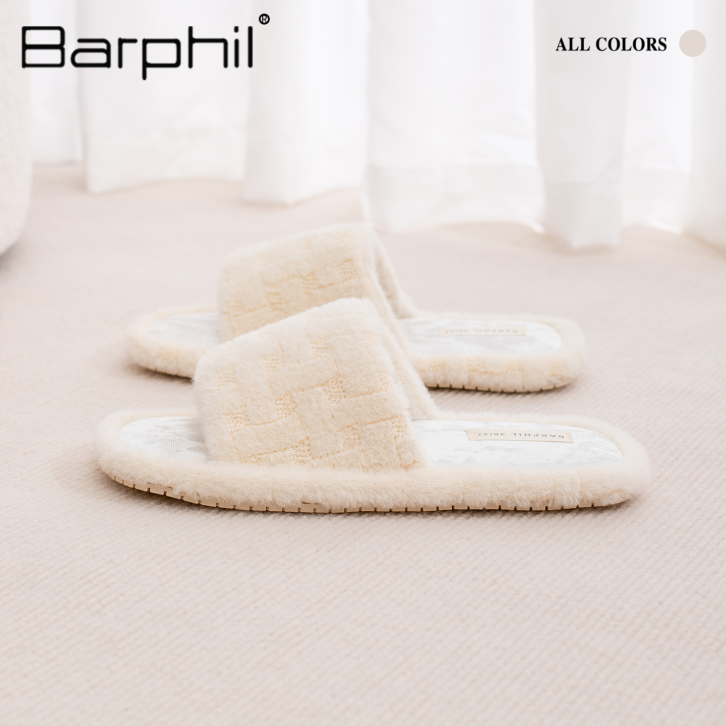 Barphil毛毛拖鞋女外穿2025秋冬新款高端防滑家居棉拖鞋室内情侣