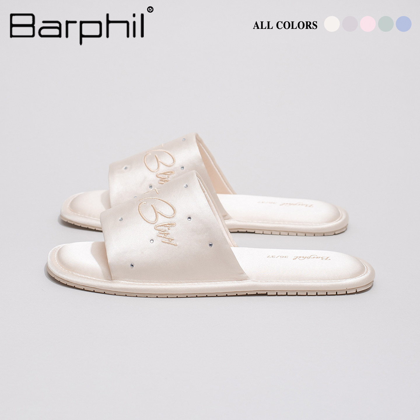 Barphil情侣拖鞋女士室内家居2026春夏新款防滑刺绣甜美凉拖鞋