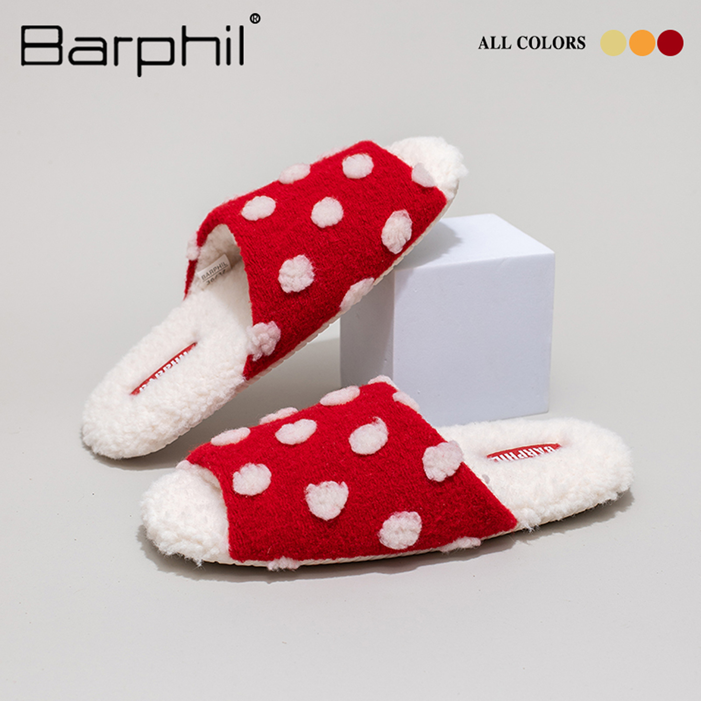 Barphil拖鞋女2025新款秋冬室内家居一字拖毛绒棉拖软底可爱圣诞