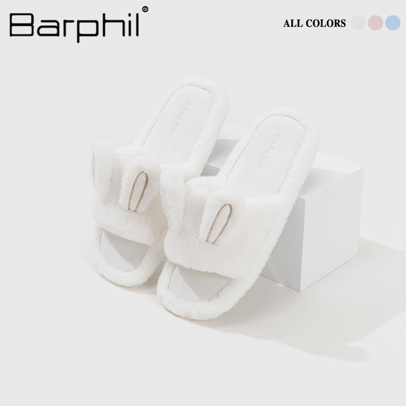 Barphil棉拖鞋女2025新款春季室内高级感防滑保暖毛毛绒兔子棉拖