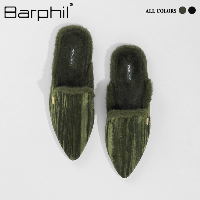 Barphil乳胶室内拖鞋女2025新款防滑包头家居半拖鞋可外穿踩屎感
