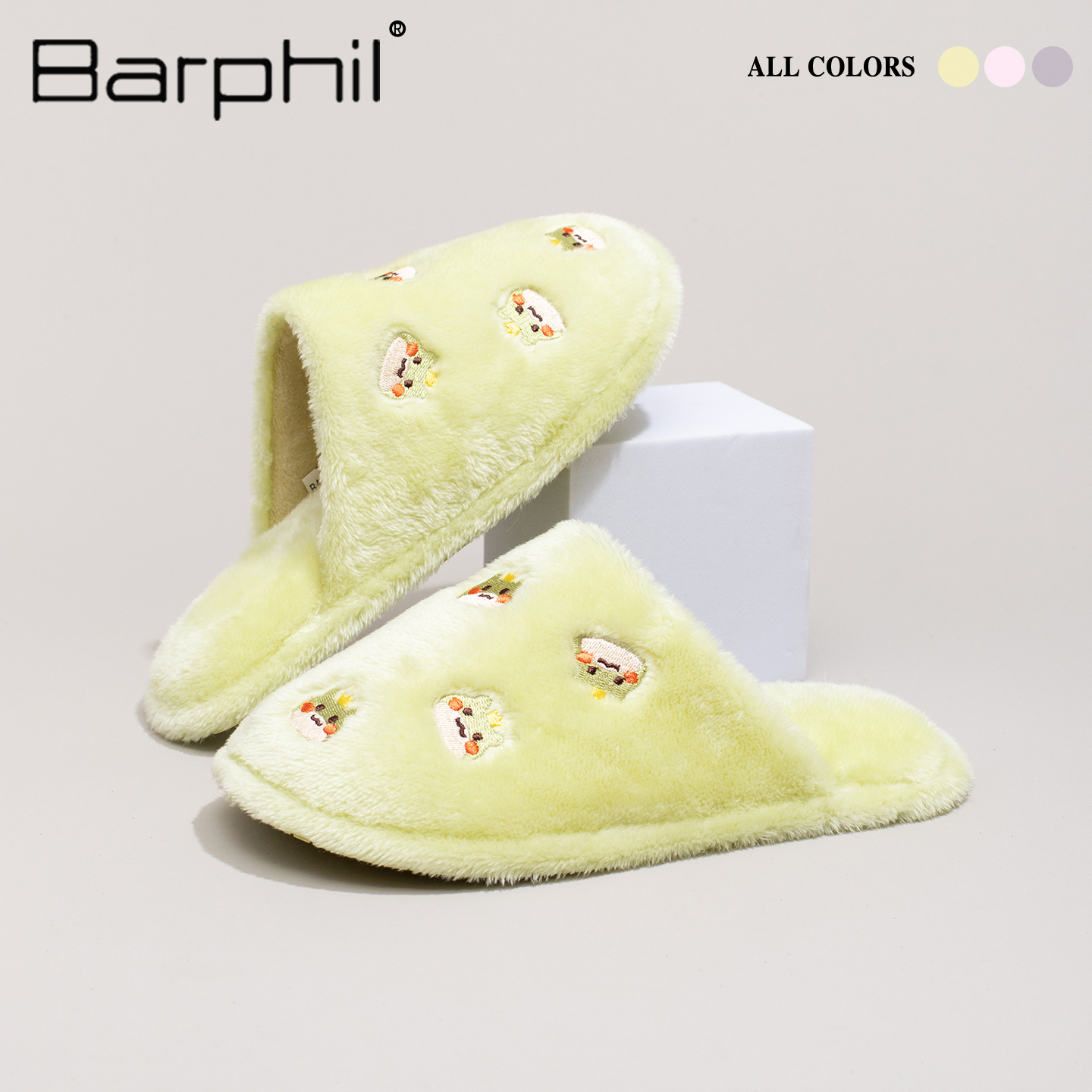 Barphil拖鞋女室内家居2025新款秋冬保暖可爱卡通防滑包头棉拖鞋