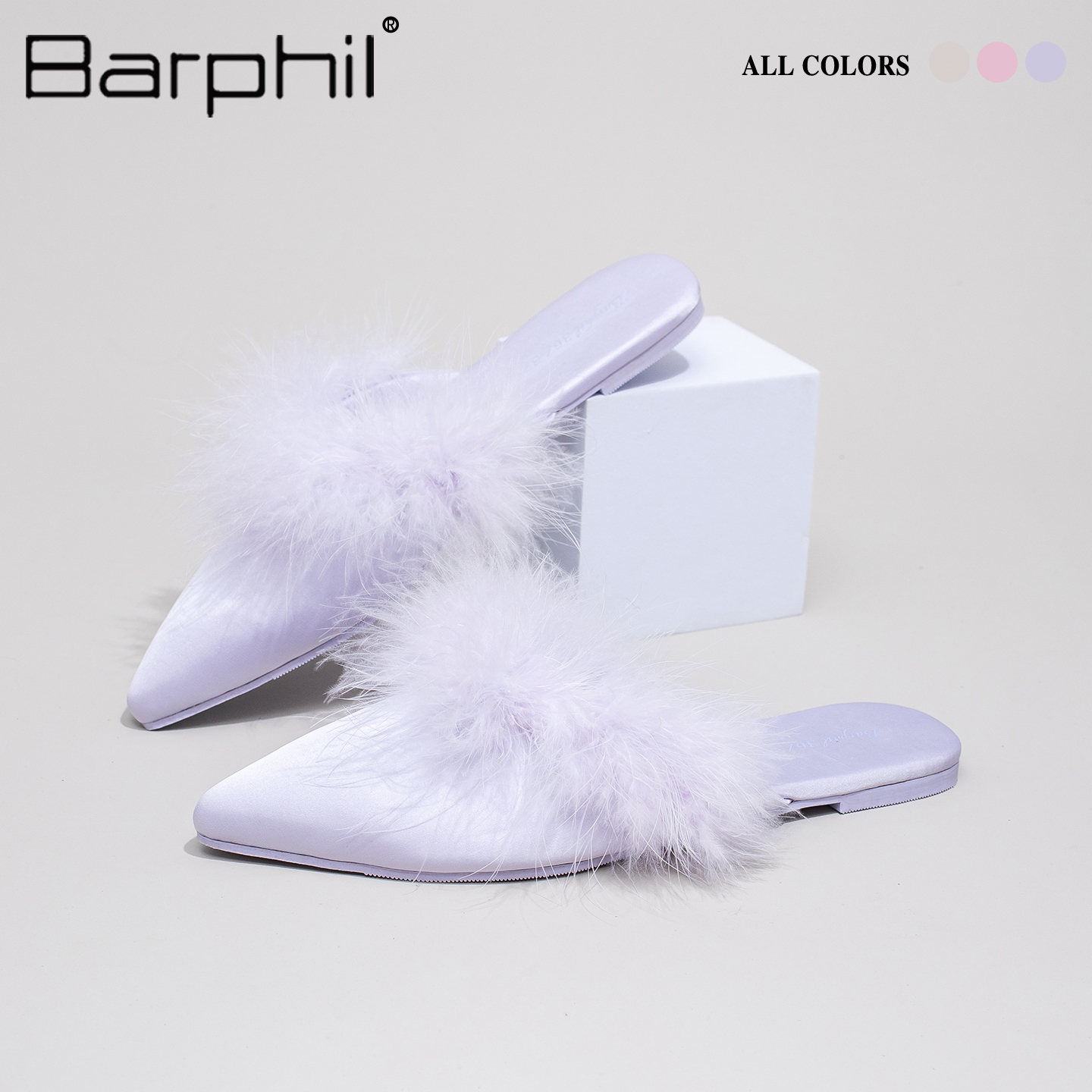 Barphil拖鞋女室内家居2025秋冬新款防滑毛毛甜美一字拖包头轻奢