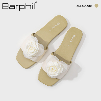 Barphil女士凉拖2025春夏季新款百搭山茶花家居室内透气绝美拖鞋