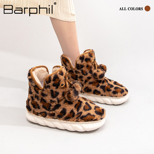 Barphil厚底雪地靴女2023冬季新款保暖加绒外穿豹纹防滑棉鞋女款