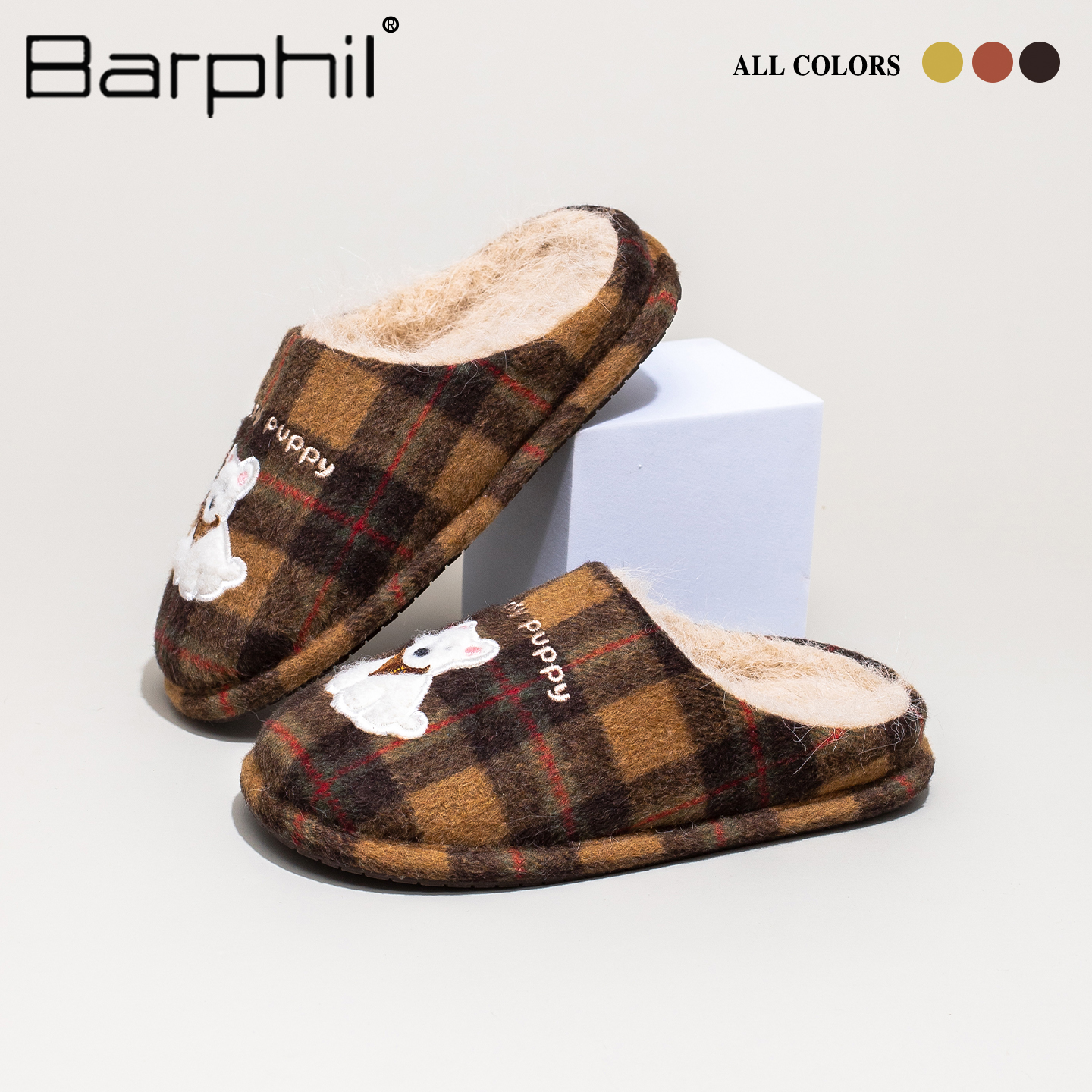 Barphil拖鞋女2025新款秋冬室内家居可爱卡通毛绒宝宝儿童棉拖鞋