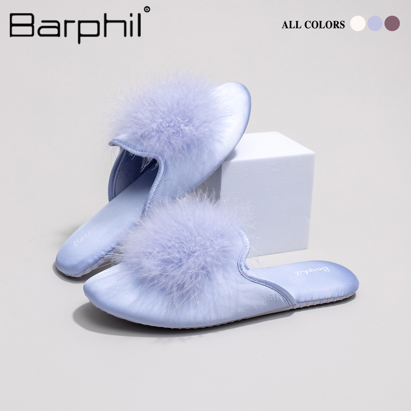 Barphil拖鞋女士2025新款秋季室内家居防滑包头静音毛毛软底法式