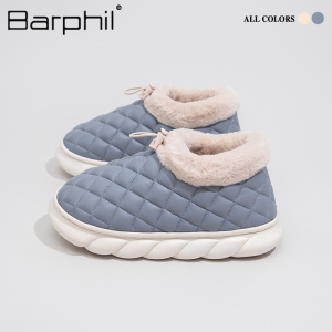 Barphil棉鞋女2023冬季新款居家厚底保暖防滑软底包跟加绒面包鞋