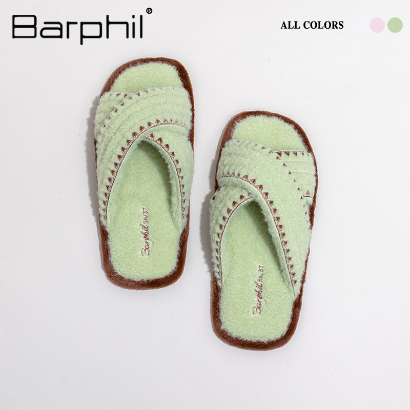 Barphil拖鞋女2025新款秋冬季室内家居复古防滑棉拖鞋高级感四季