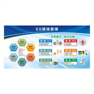 6s车间管理看板精益生产宣传栏文化墙贴纸标识牌工厂pvc展板