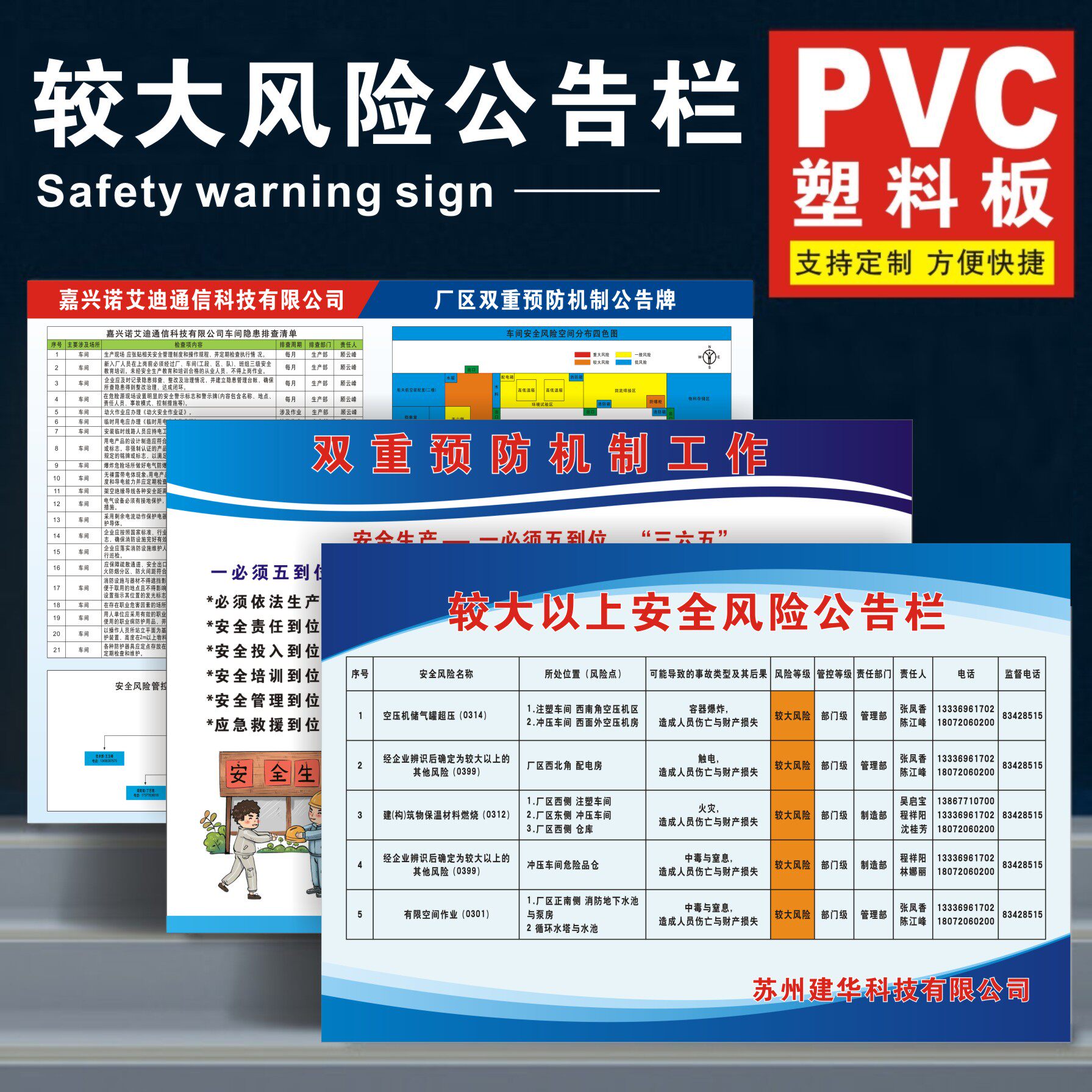 安全生产较大以上风险公示栏厂区双重预防机制公告牌四色分布图危险