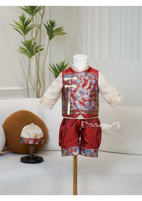 兔兔茉新中式男宝唐装抓周服