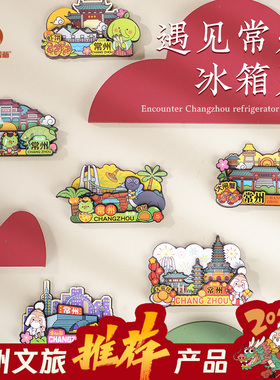 城市旅游常州文旅个性创意可爱木质纪念磁贴3d立体网红冰箱贴定制