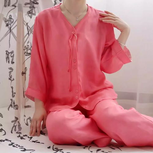 新中式双层天丝透气舒适情侣套装