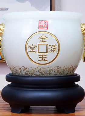 晓苑聚宝盆摆件工艺品琉璃办公室桌摆件家居客厅电视柜背景墙玄关