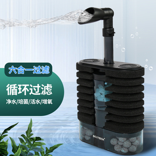 鱼缸过滤制氧一体机水妖精过滤器循环泵静音水循环三合一气动吸便