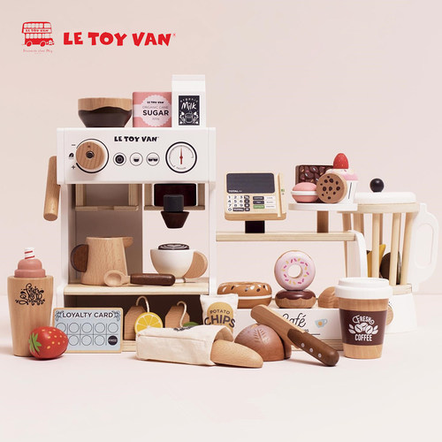 英国Le Toy Van新款咖啡馆果汁搅拌机冰激凌机过家家儿童木制玩具