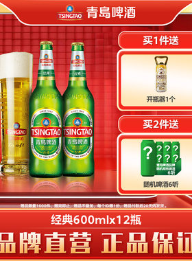 青岛啤酒经典系列大瓶装600ml*12瓶