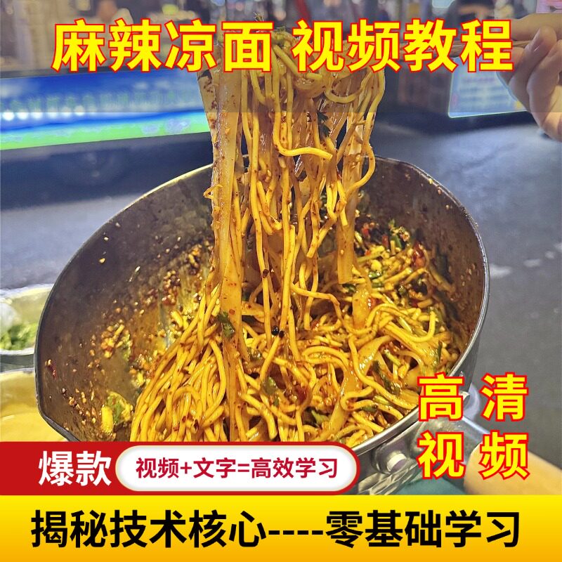 正宗四川红油凉面凉皮技术配方商用摆摊小吃培训教程视频课程资料
